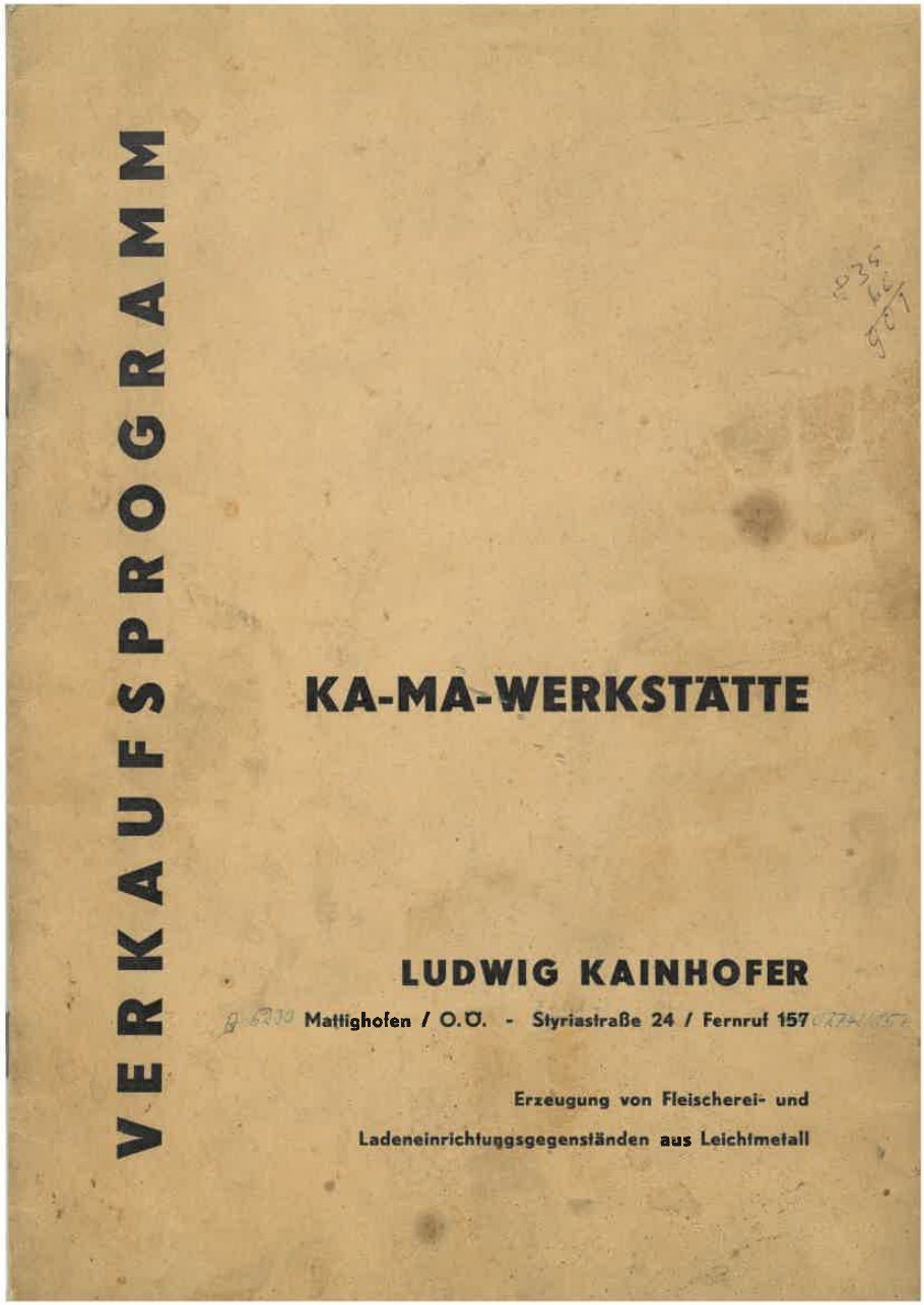 Verkaufsprogramm der KA-MA-Werkstätte aus dem Jahr 1960
